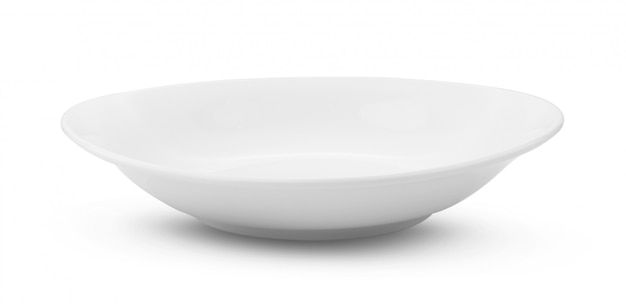 Empty white ceramics bowl on white