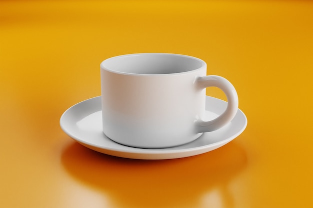 空の白いコーヒーカップ; 3Dイラスト