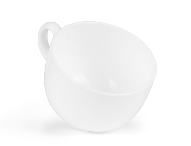 Empty white coffee cup on white background