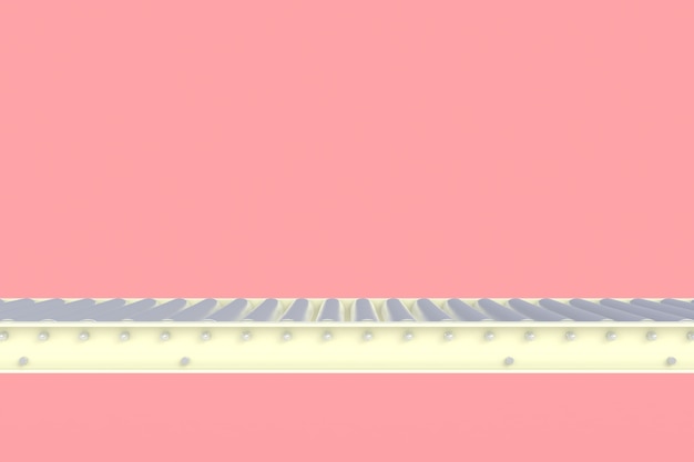 Linea di trasportatore bianca vuota sul rosa