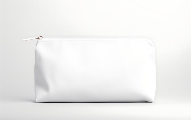 Photo empty white cosmetic bag mock up background for makeup container