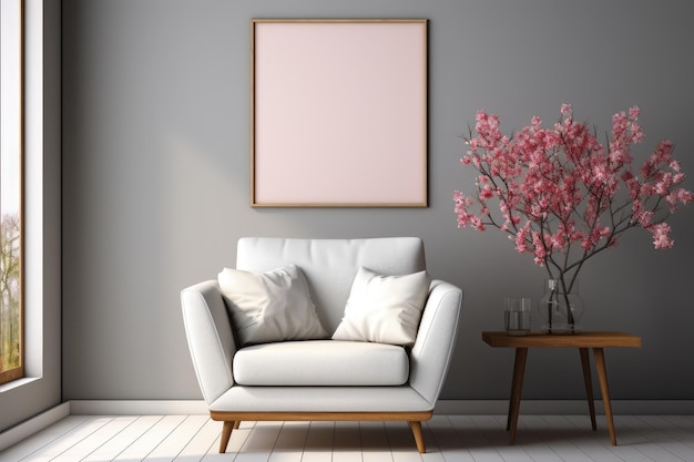 empty white frame mockup inside the minimalistic room