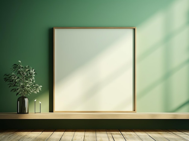 Empty white frame in modern living room