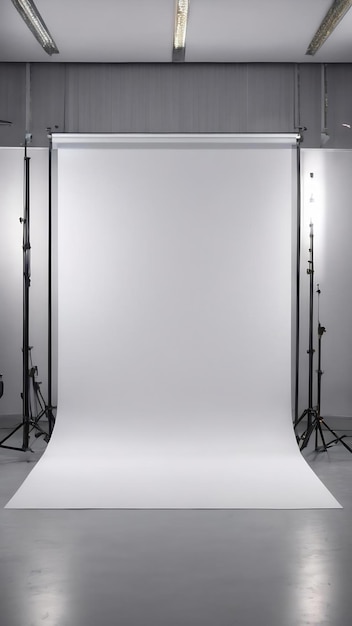 Empty white and grey studio backdrop