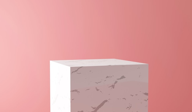 Empty White Marble Stand on Pink