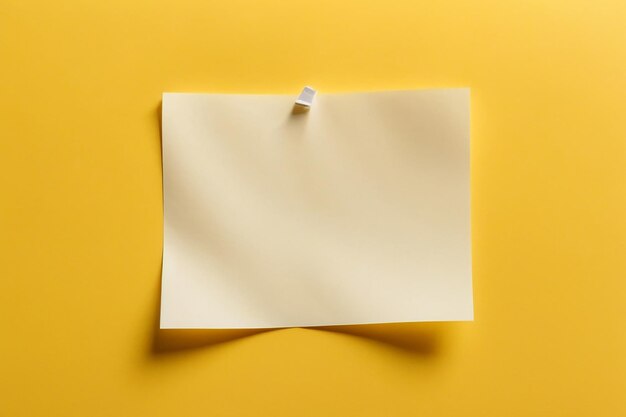 Empty white note paper floating on yellow art paper background and have quotation mark for design in your