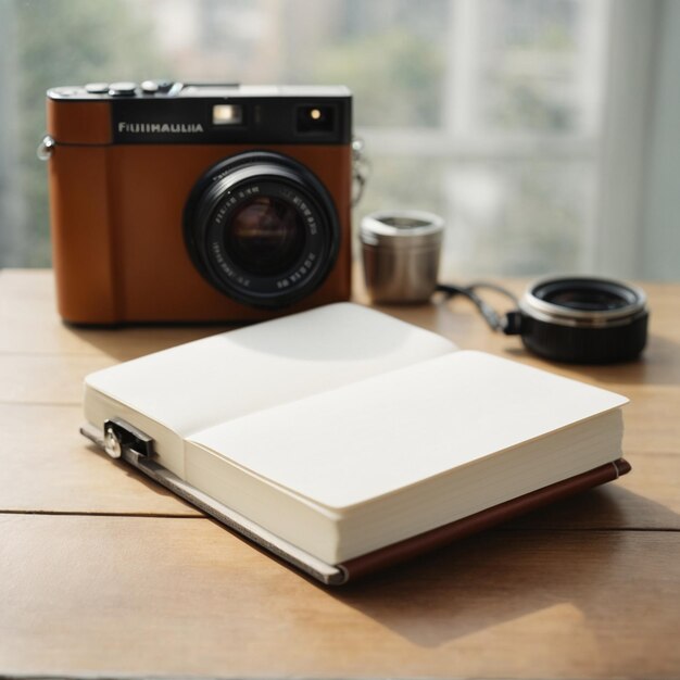 Photo an empty white notebook rests on the table