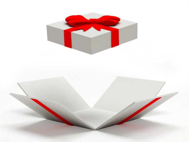 Open gift box with blue ribbon Stock Photo by ©Sashkin7 90048396