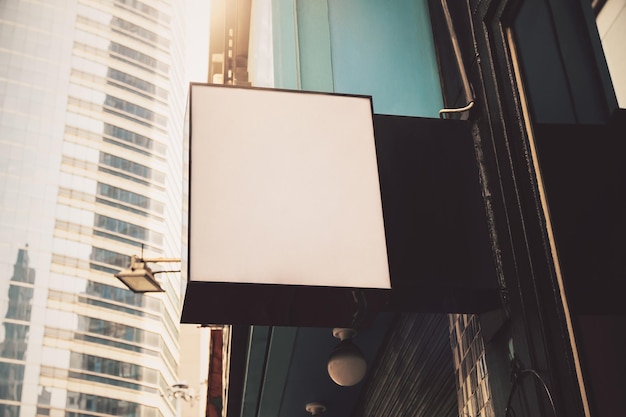 Empty white outdoor banner