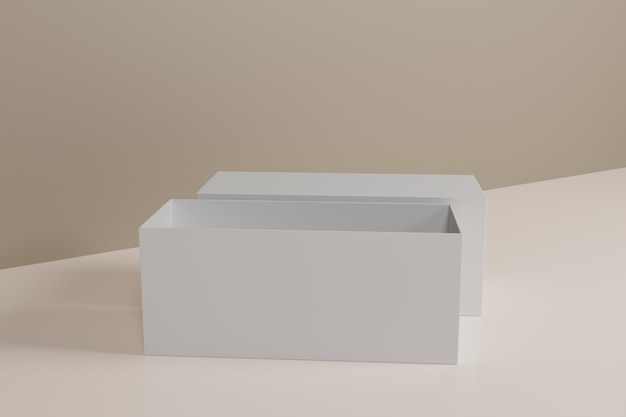 사진 제품 광고를 위한 3d 렌더링의 빈 흰색 포장 상자