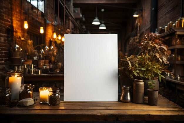 Photo empty white paper on a metal table