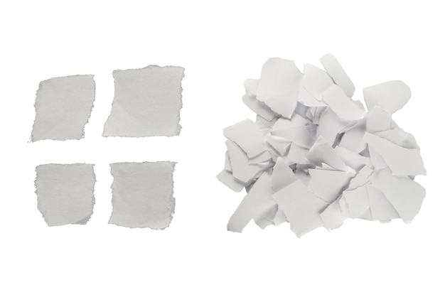 Empty white paper pieces isolated