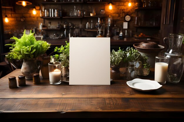 Foto empty white paper on a wooden table