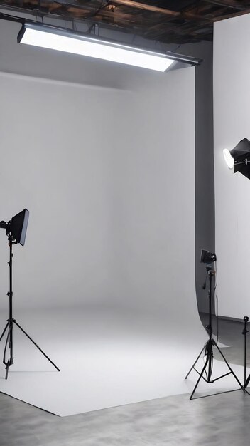 Photo empty white photo studio with spotlight background