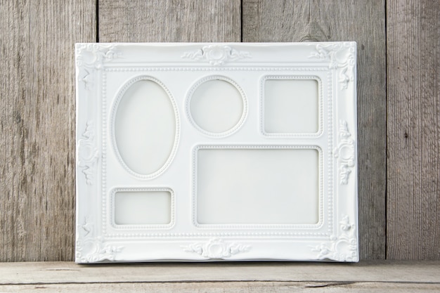 Empty white picture frame