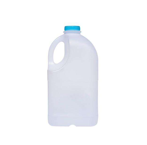 Photo empty white plastic milk gallon container isolated on white background with clipping path