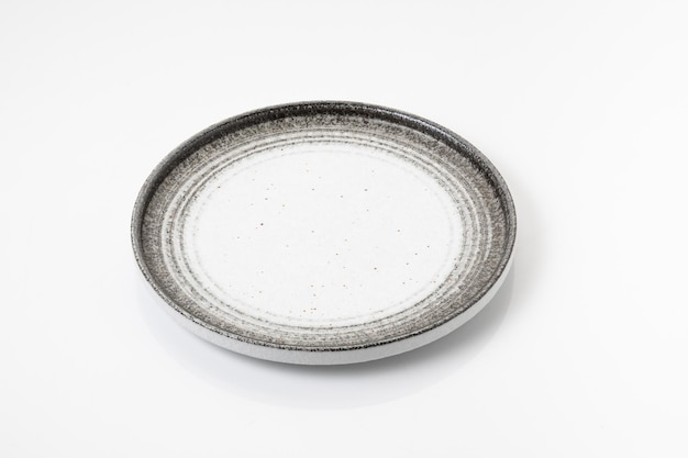 empty white plate ceramic on white background with path