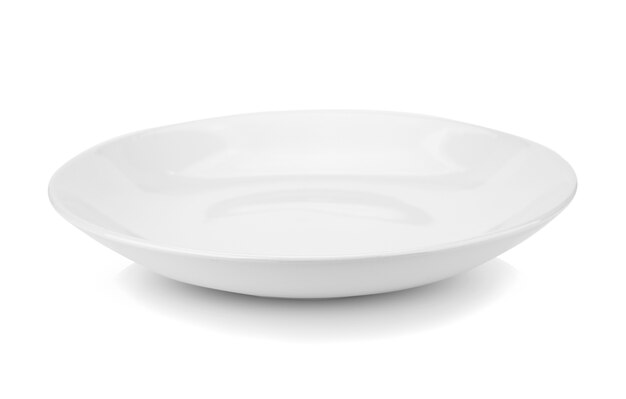 Empty white plate isolate on white background