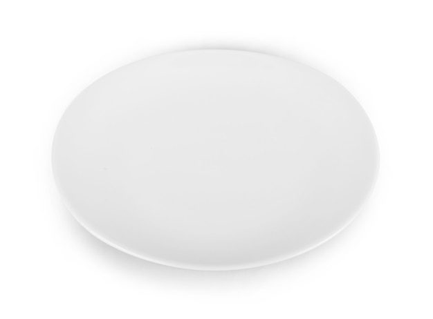 Empty white plate isolate on white