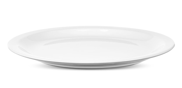 Empty white plate isolated on white