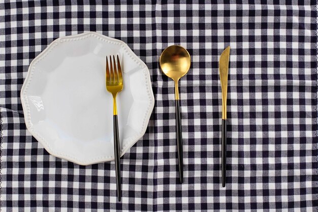 Empty White Plate on Marble Background