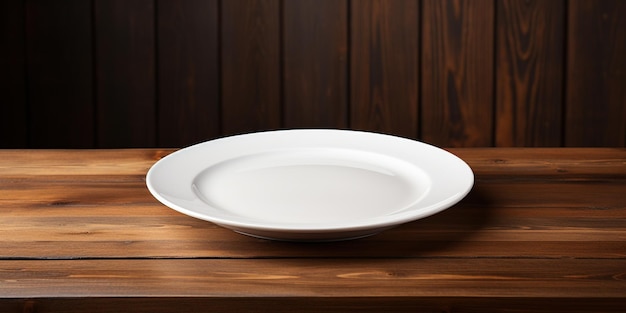 Photo empty white plate mockup on table