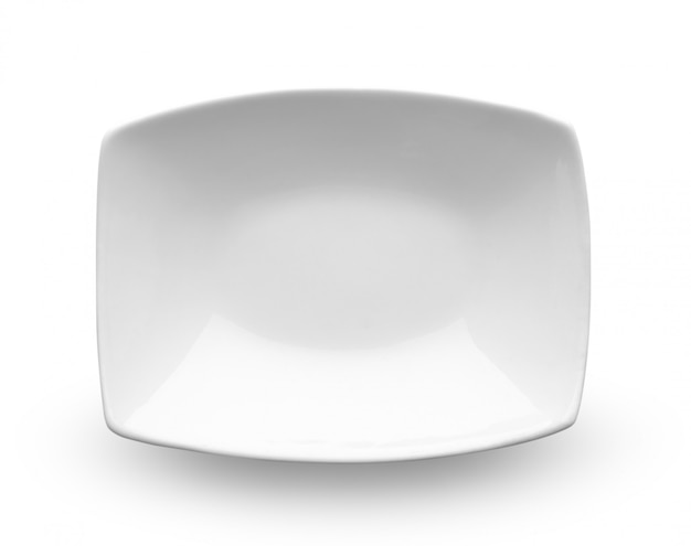 Empty white plate on white space