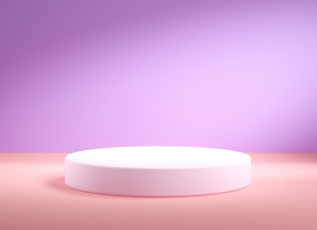 Empty white podium, minimal abstract background, 3d