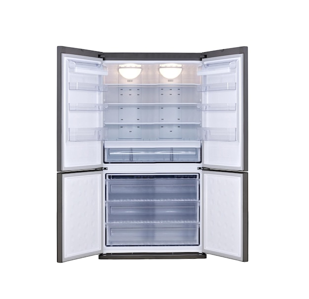 Empty white refrigerator