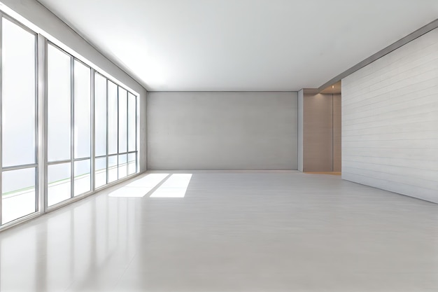 Empty White Room Background Clean Blank Interior Mockup Empty Space Abstract Generative AI Illustration