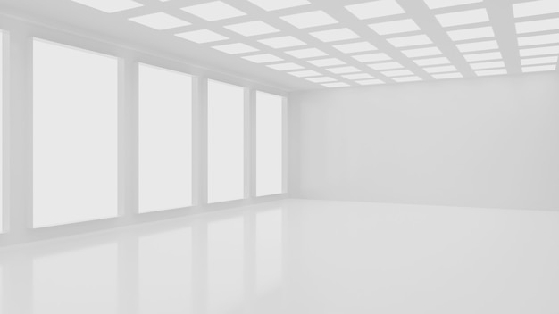 Empty white room with light from window