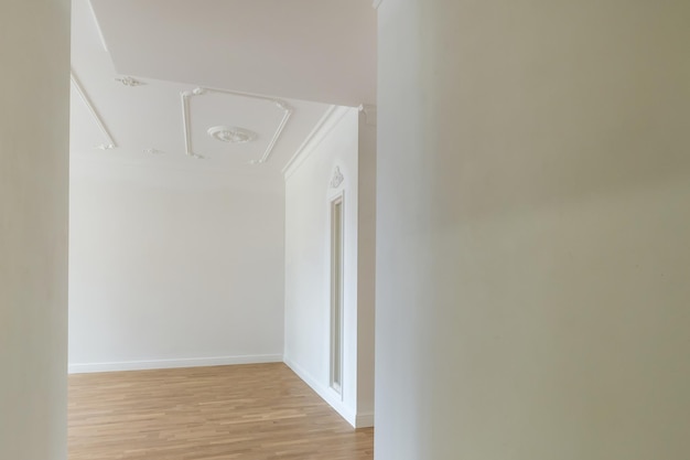 Empty white room with repair and without furniture room for office or store