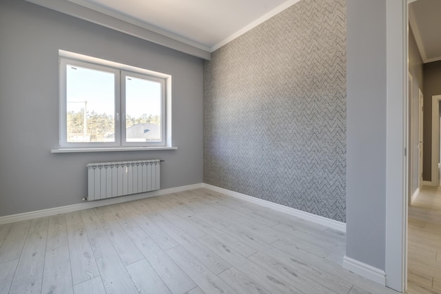 Empty white room with repair and without furniture