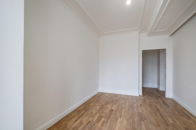 Empty white room with repair and without furniture