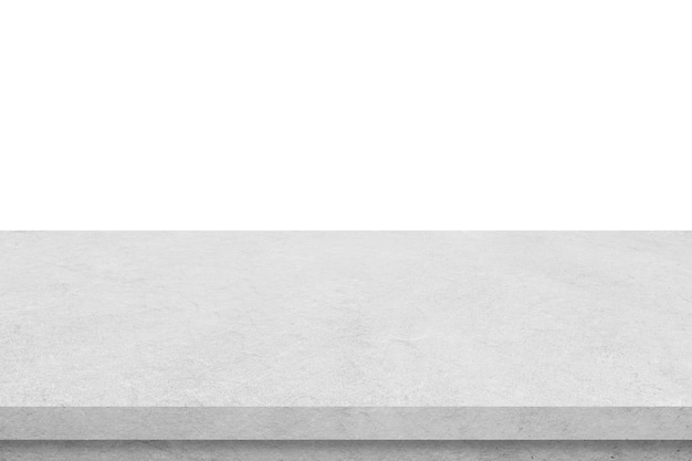 Empty white stone table isolated on white background