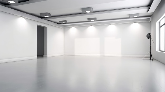 Photo empty white studio room illustration ai generativexa