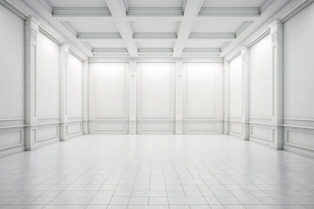 Empty white studio show room interior