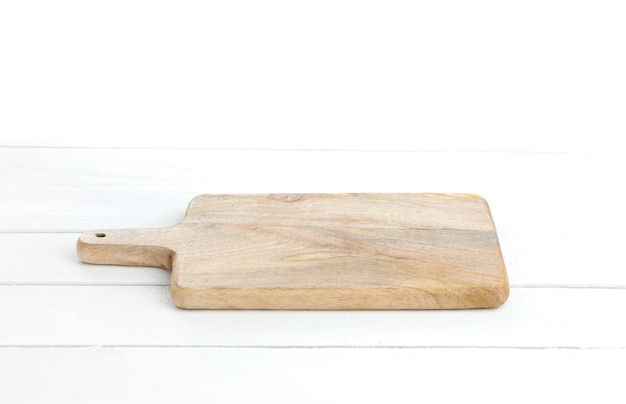 Empty white table with cutting board, product display montage