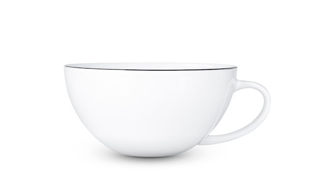 Empty white tea cup isolated.