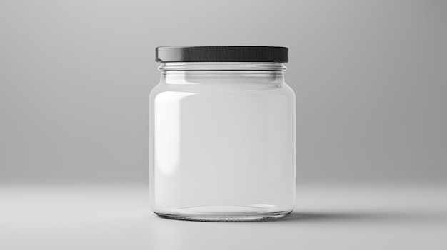 Photo empty white transparent glass jar mockup