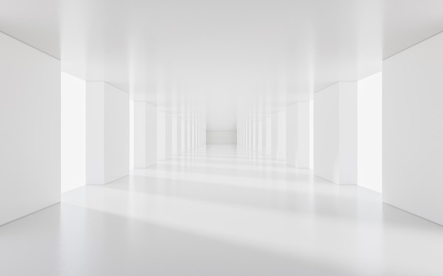 빈 흰색 터널 3d 렌더링