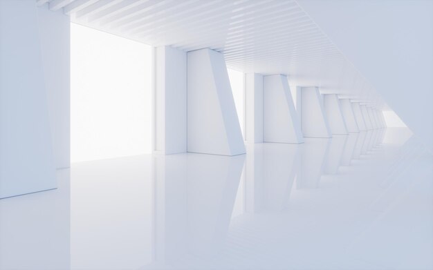 Empty white tunnel 3d rendering