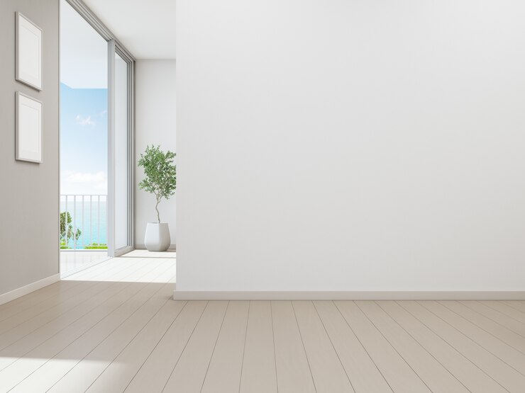 Photo empty white wall background in vacation home or holiday villa