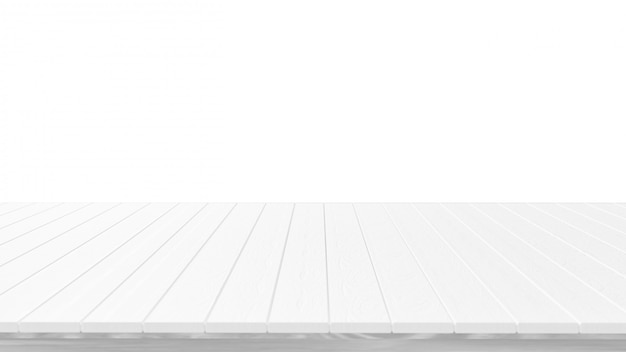 Empty white wooden table top isolated on white background,