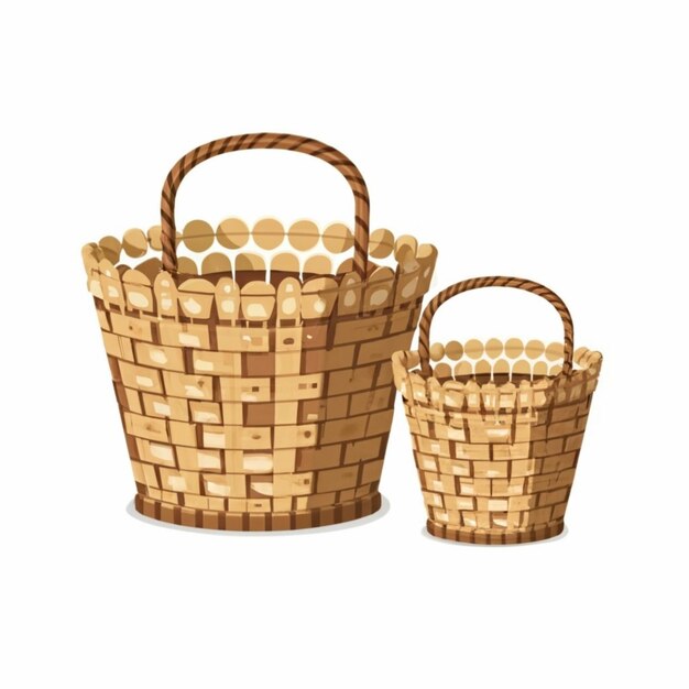 Empty wicker basket on isolated white background