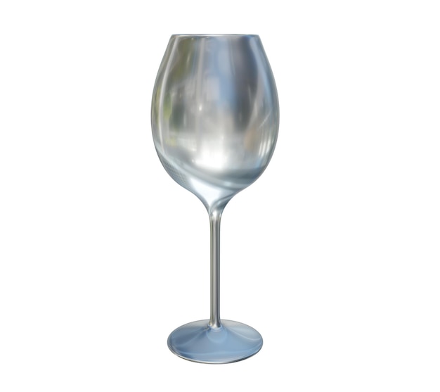 空のワイングラスの3dアイコンが白い背景で隔離