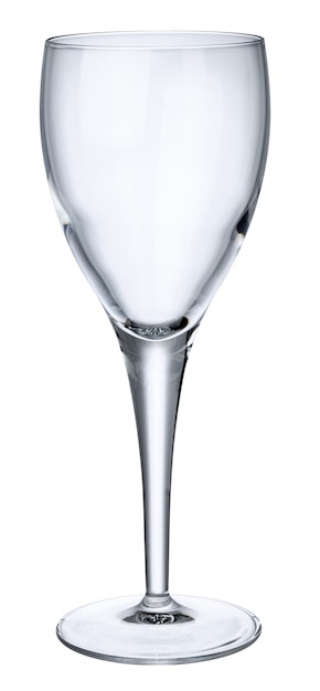 Empty wine glass isolated close up