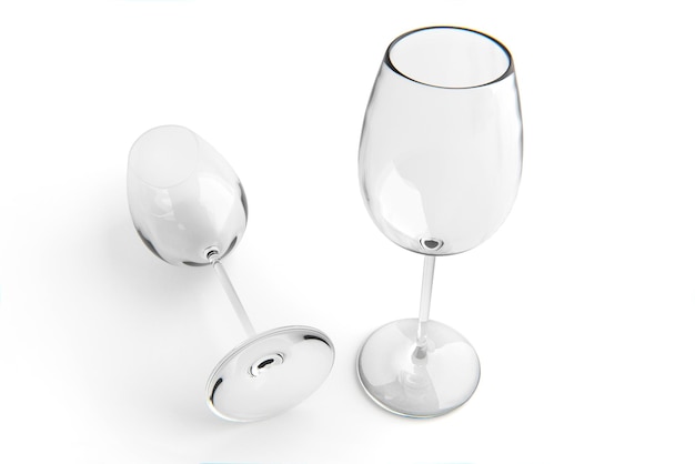 Empty wine glass on white background 3d render