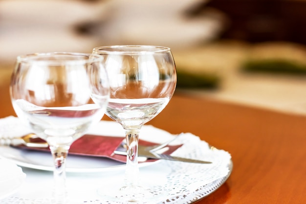 Empty wine glasses in the bedroom