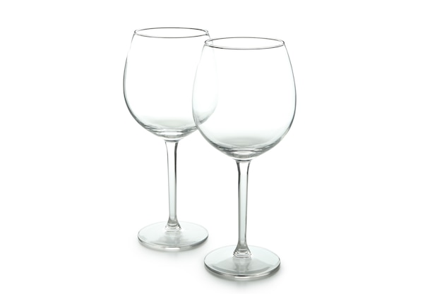 Empty wine glasses isolated on white background